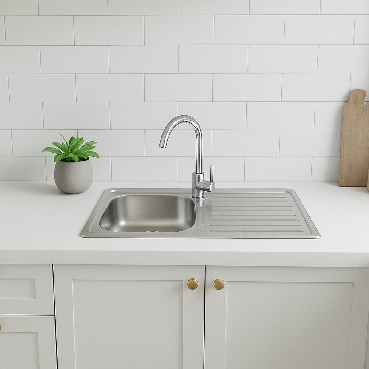 FAIZEE HOME RVS Spoelbak Keuken – Inbouwspoelbak Zilver – Diverse Maten en Modellen 86x43 cm Met kraan