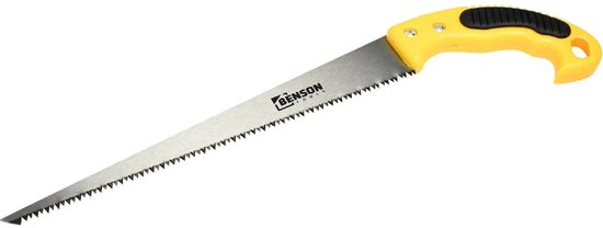 Zaag met geel ergonomisch handvat en scherp gehard zaagblad.