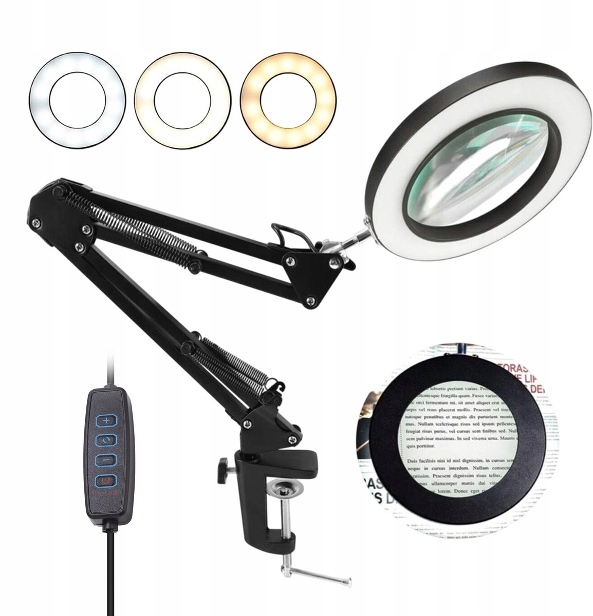 LED Vergrootglaslamp 10x - Bureaulamp met Vergrootglas en Verlichting - Loeplamp met Verstelbare Arm en Tafelklem - Voor Naaien, Hobby en Reparatie