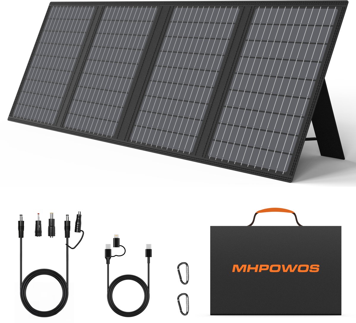 60W Opvouwbaar Zonnepaneel, 24% Omzettingsefficiëntie, IP67 Waterdicht, USB‑A USB‑C DC Uitgang, Draagbare Zonneoplader voor Powerstation, Kamperen en Buiten