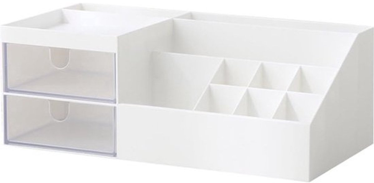 Kaptafel-organizer make-up-organizer huidverzorging-organizer met grote capaciteit voor lippenstift, sieraden, nagelverzorging, huidverzorging-organizer voor wastafels wit