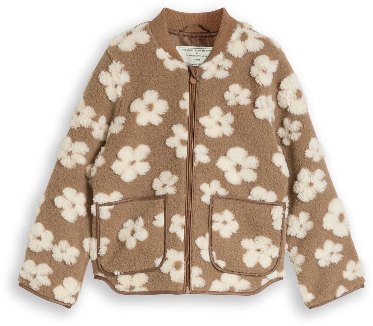Tom Tailor - Teddy-bomberjack met bloemenpatroon - Maat 116/122 - brown teddy flower artwork
