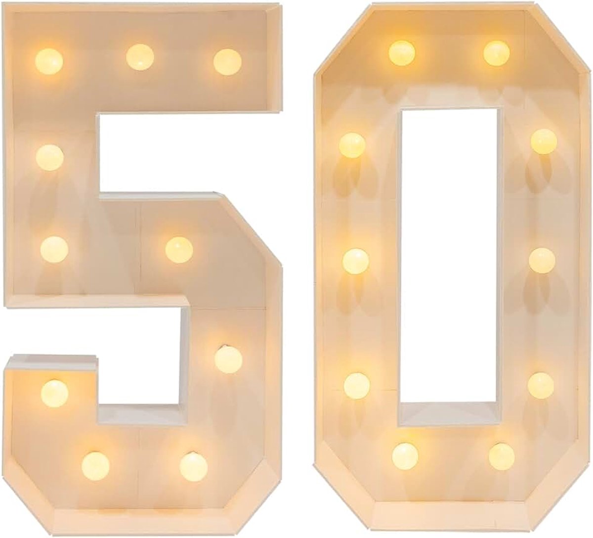 1 paar verlichte 50, vintage lichtgevende cijfers van KTplaat, kleurtemperatuur 2000-3000K, werkt op batterijen, vloeropstelling, cijfers decoratie voor verjaardagsfeesten, jubilea