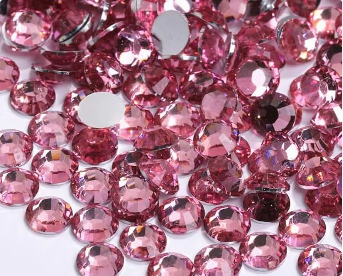 Strass-steentjes, glittersteentjes, ronde kristallen, steentjes voor nagels, doe-het-zelf decoratie, kleding, telefoonhoesjes, schoenen, tassen (roze)