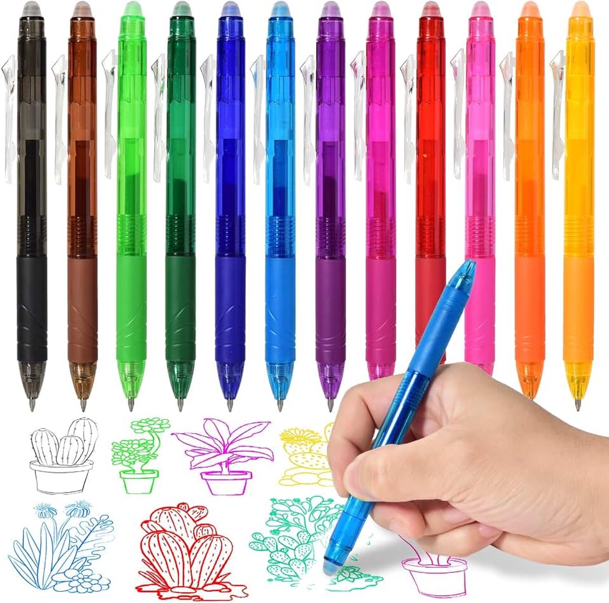 Uitwisbare gelpen, uitwisbare balpen, uitwisbare rollerbalpen, 0,5 mm rollerball met gum, voor schoolspullen, kantoorbenodigdheden, studenten, notitieboek, planner, bullet