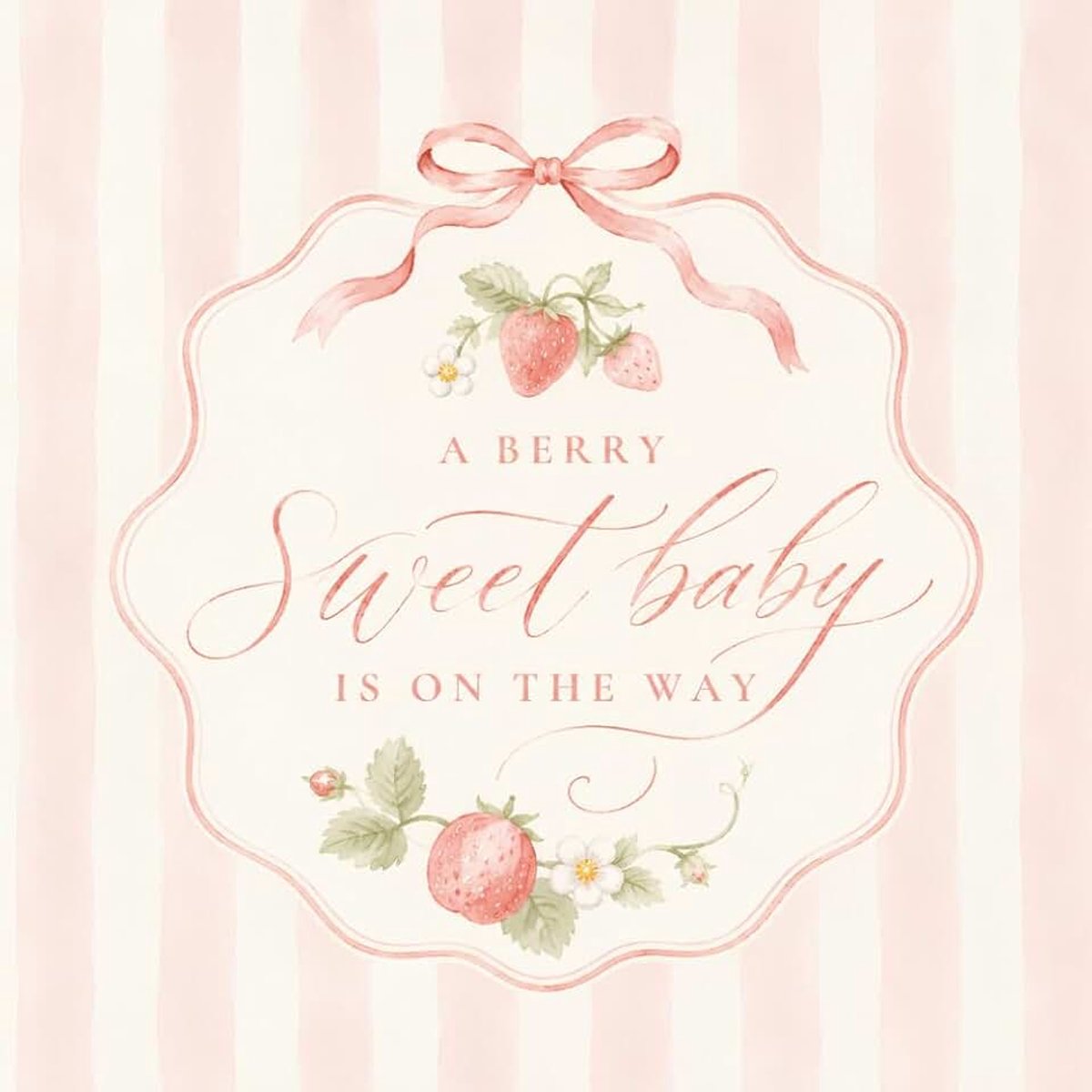 Baby Is On The Way: Baby Shower Guest Book and Gift Tracker | Cute Illustrated Strawberry Patch, Blossoms and Leaves Cover | 8.5 x 8.5 ... In Book for Predictions, Advice and Wishes