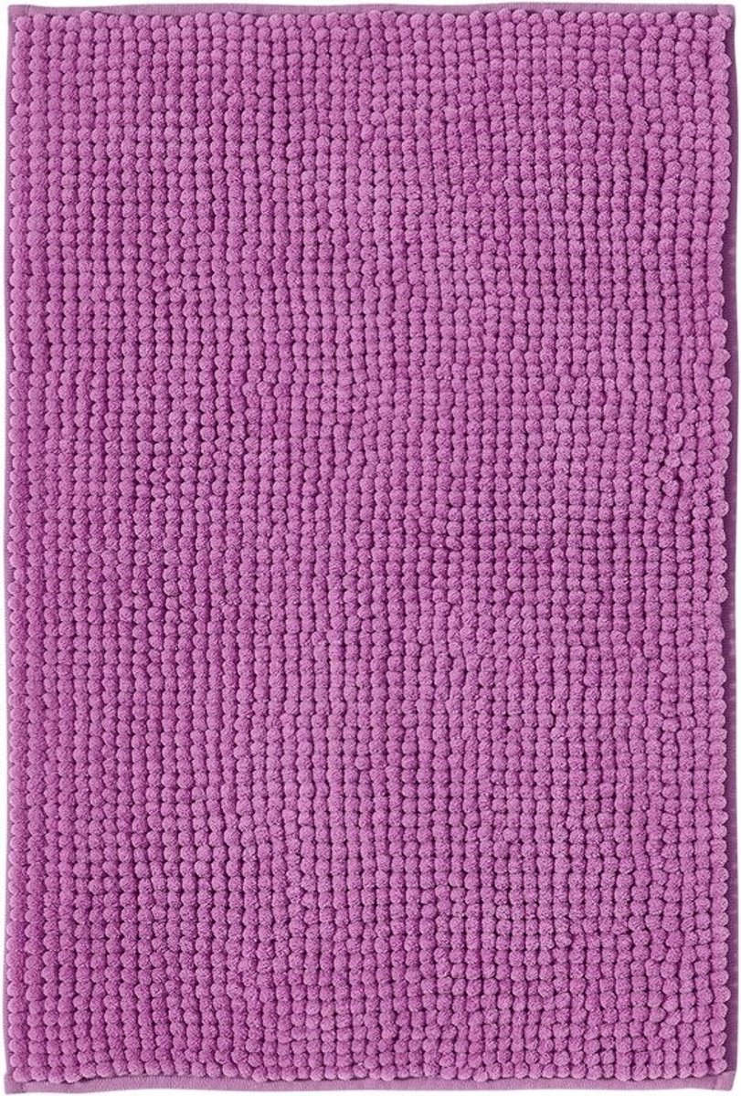 SnelShoppen - Decomira Badmat Anti-Slip van Zacht Chenille | Super Absorberend, Machinewasbaar | Ideaal voor Badkamer, Douche, Bad of WC Mat | Paars -
