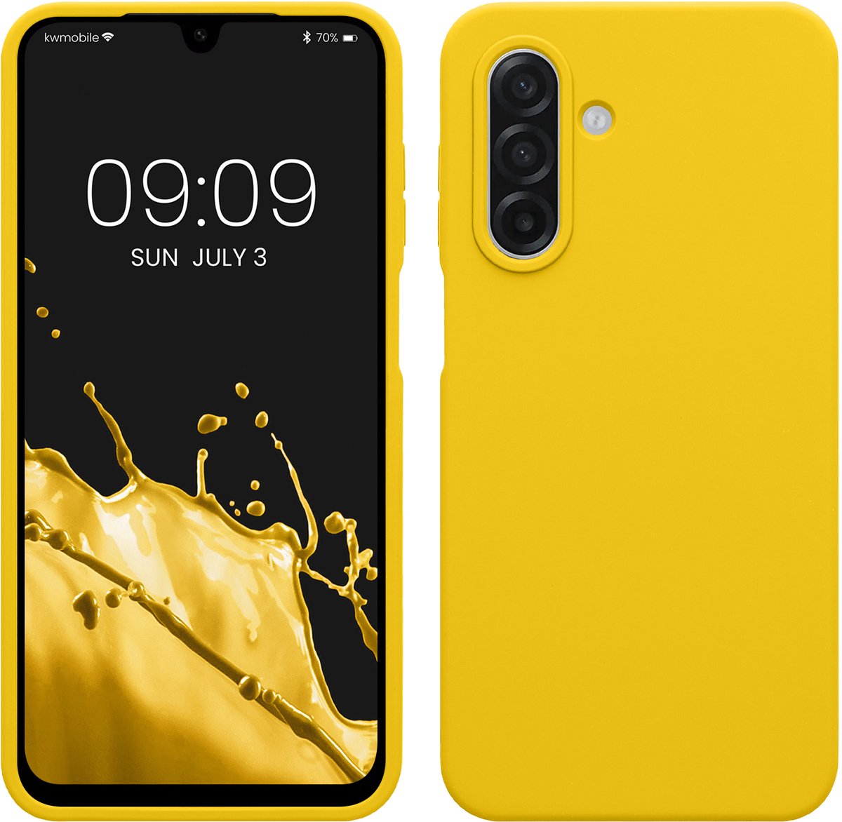kwmobile telefoonhoesje geschikt voor Samsung Galaxy A18 4G / 5G - Hoesje met siliconen coating - Smartphone case in stralend geel