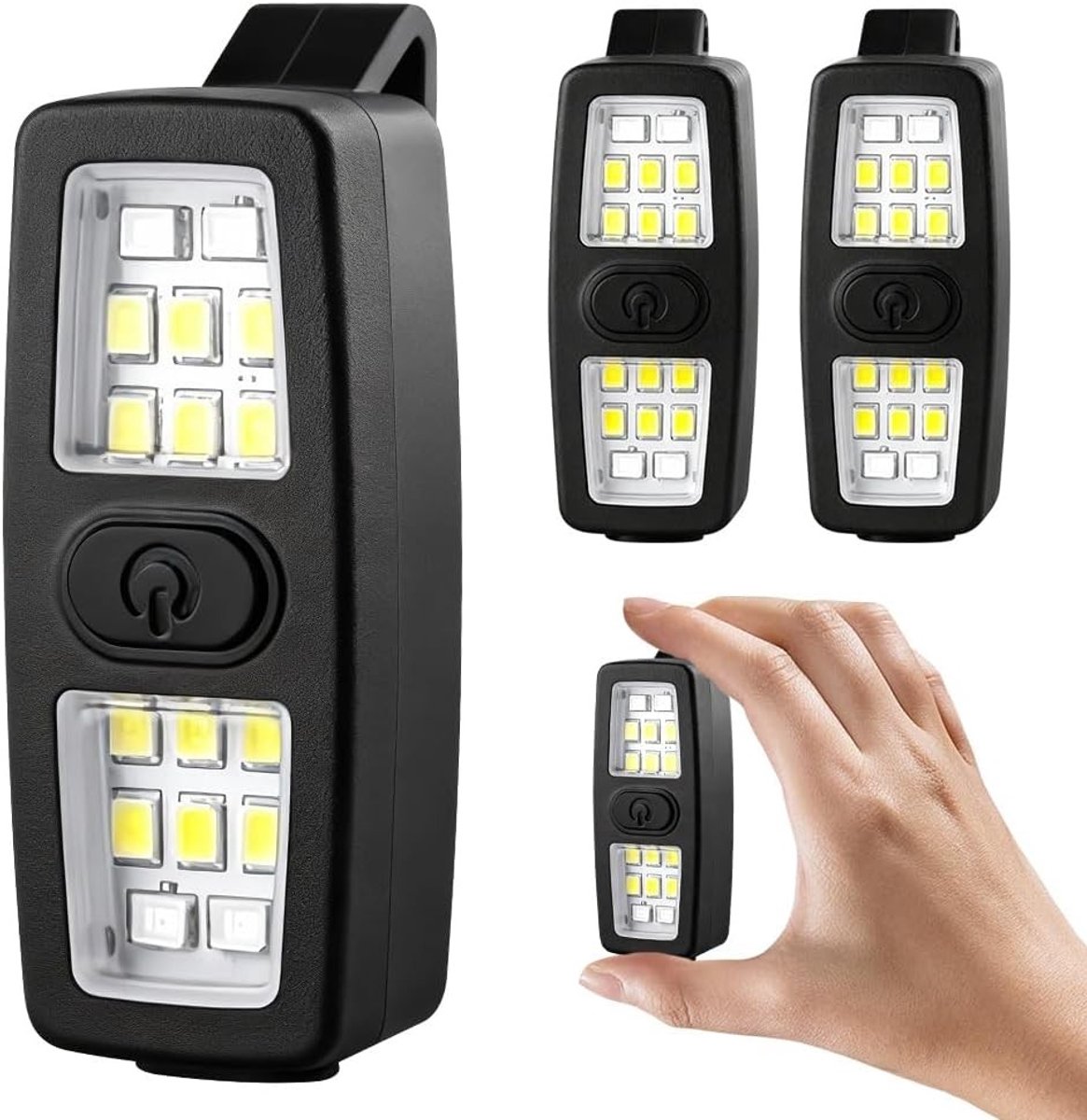 LED Clip Lamp Set met USB-C Oplaadbaar, 7 Verlichtingsmodi voor Hardlopen, Joggen en Kamperen