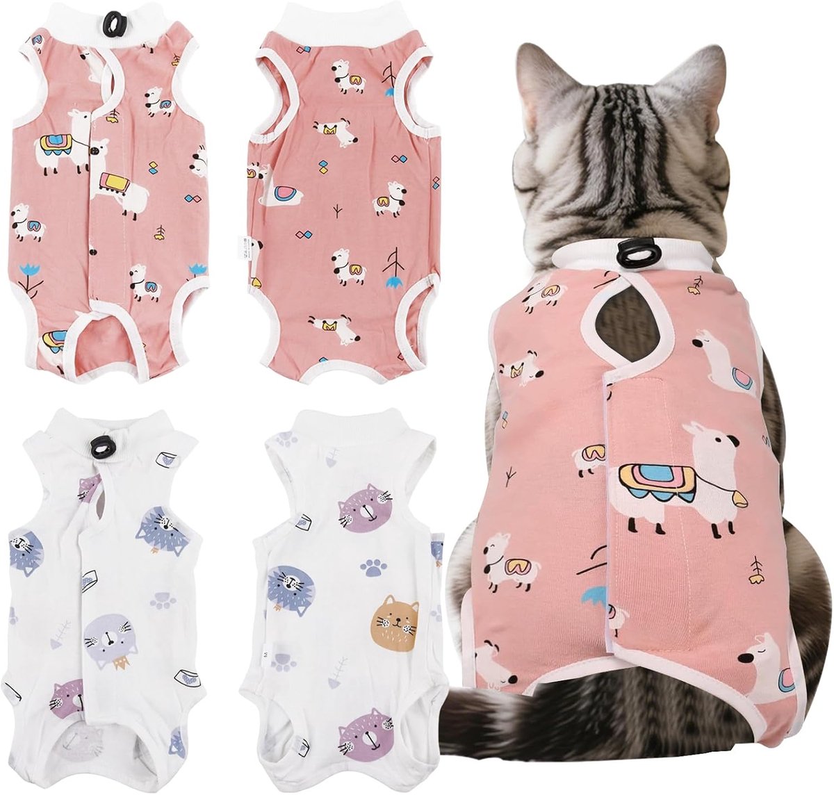 2 stuks kattenbody na opcastratie kat, anti-lek en ademend netweefsel, op body, kat, voor castratiebody, kat, spay buikwonden, vrouwelijk (L)