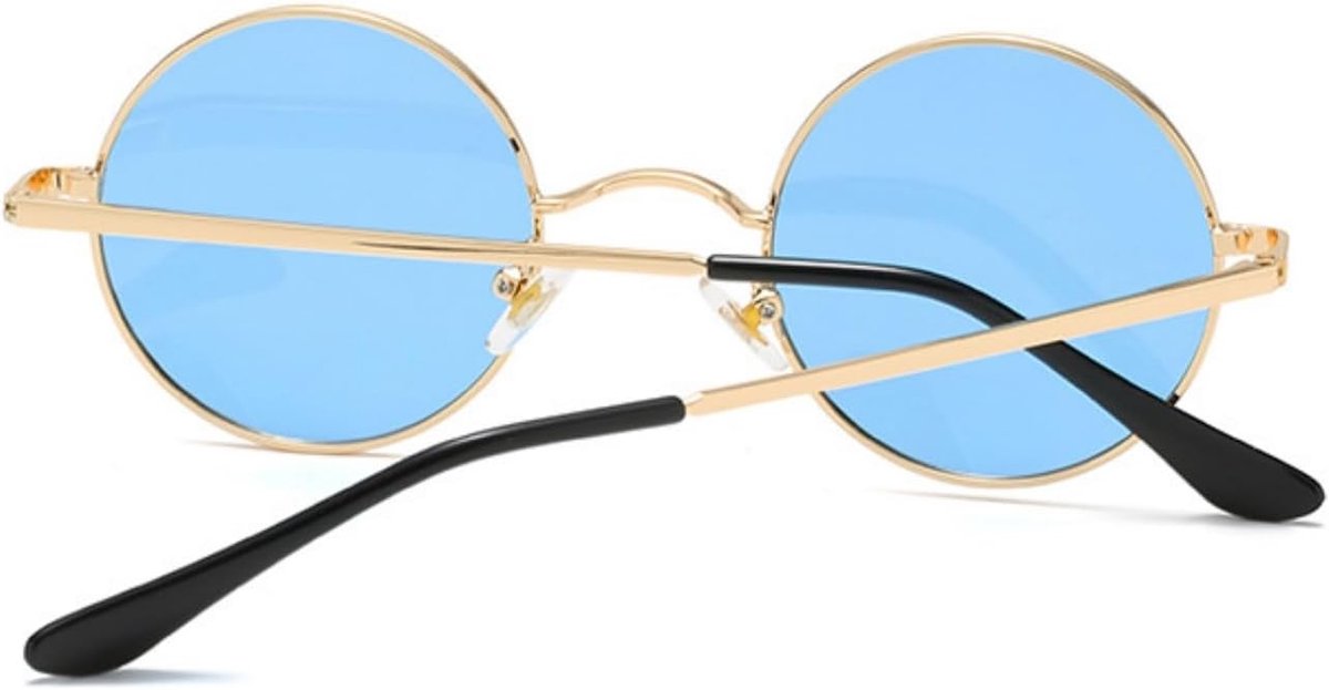 Ronde zonnebril voor dames en heren, gepolariseerde zonnebril met metalen frame, hippie, UV400