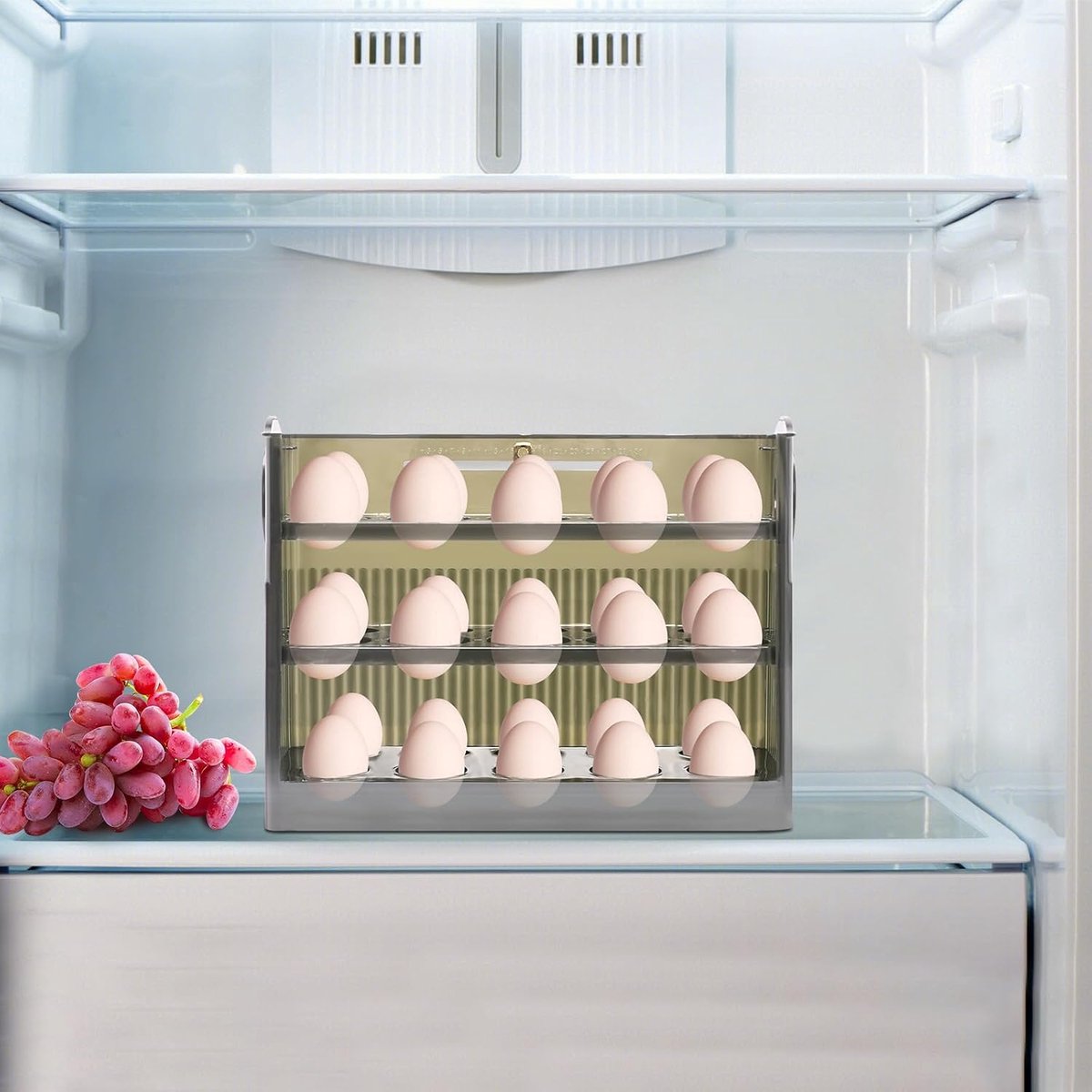 Eierdoos Eiercontainer 3 etages capaciteit 30 eieren met timer opslag ei opslag ei opslag ei dispenser koelkast ei dispenser, voor het bewaren van eieren (groen)