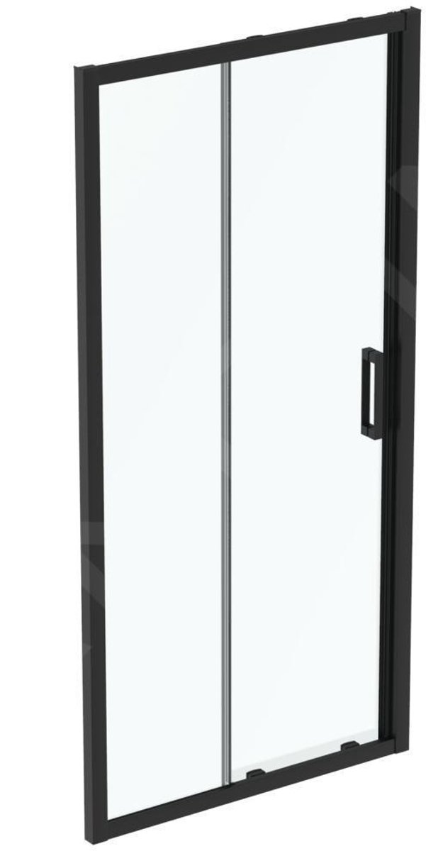 Schuifdeur, 2-delig, 1400 mm, zwart/helder glas