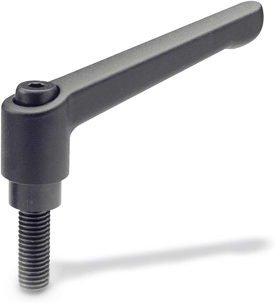 Normelemente | Verstelbare klemhendels met schroefdraad - GN 300-78-M8-16-SW | Lengte greep: 78mm | Schroef staal gepolijst | handvat gegoten zink zwart, geplastificeerd | 1 stuk