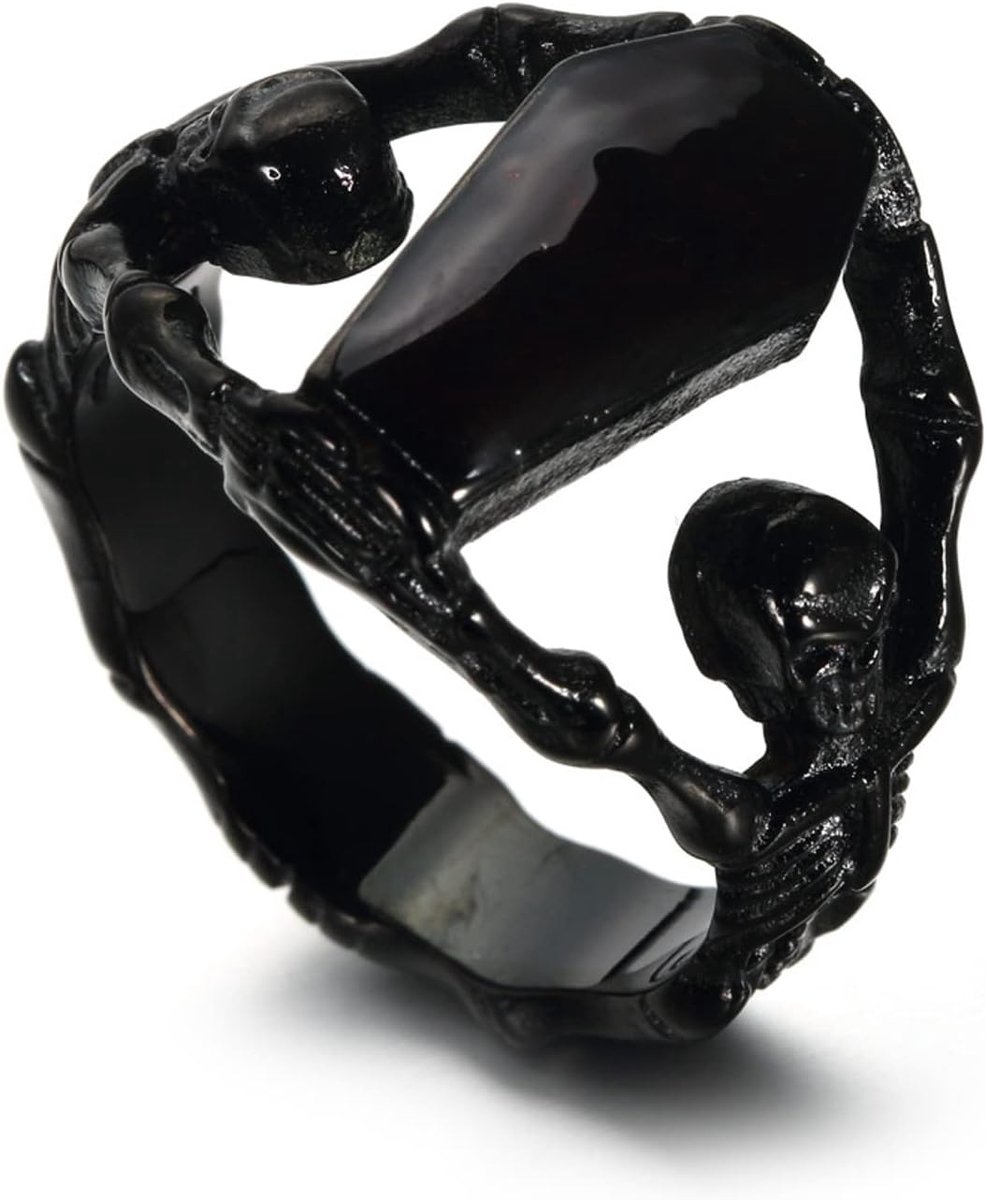 Punk Skull Mummie Imitatie Gem Ring Goud Zilver Rvs dominante Ring voor heren