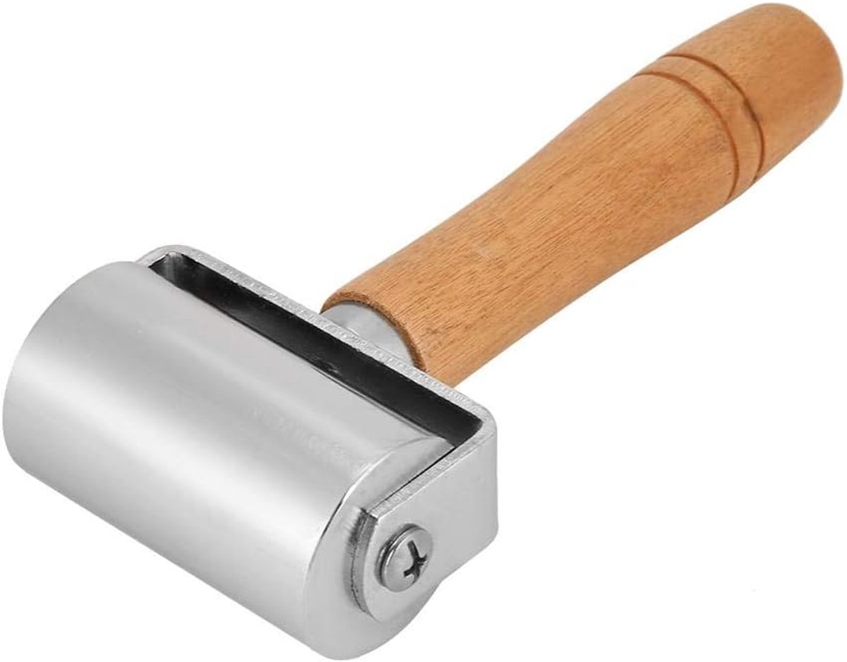 Persrandroller Lederen randcreaser Handgemaakte houten handgreep Koolstofstaal lederen rollen Craft Roller Tool (80 mm)