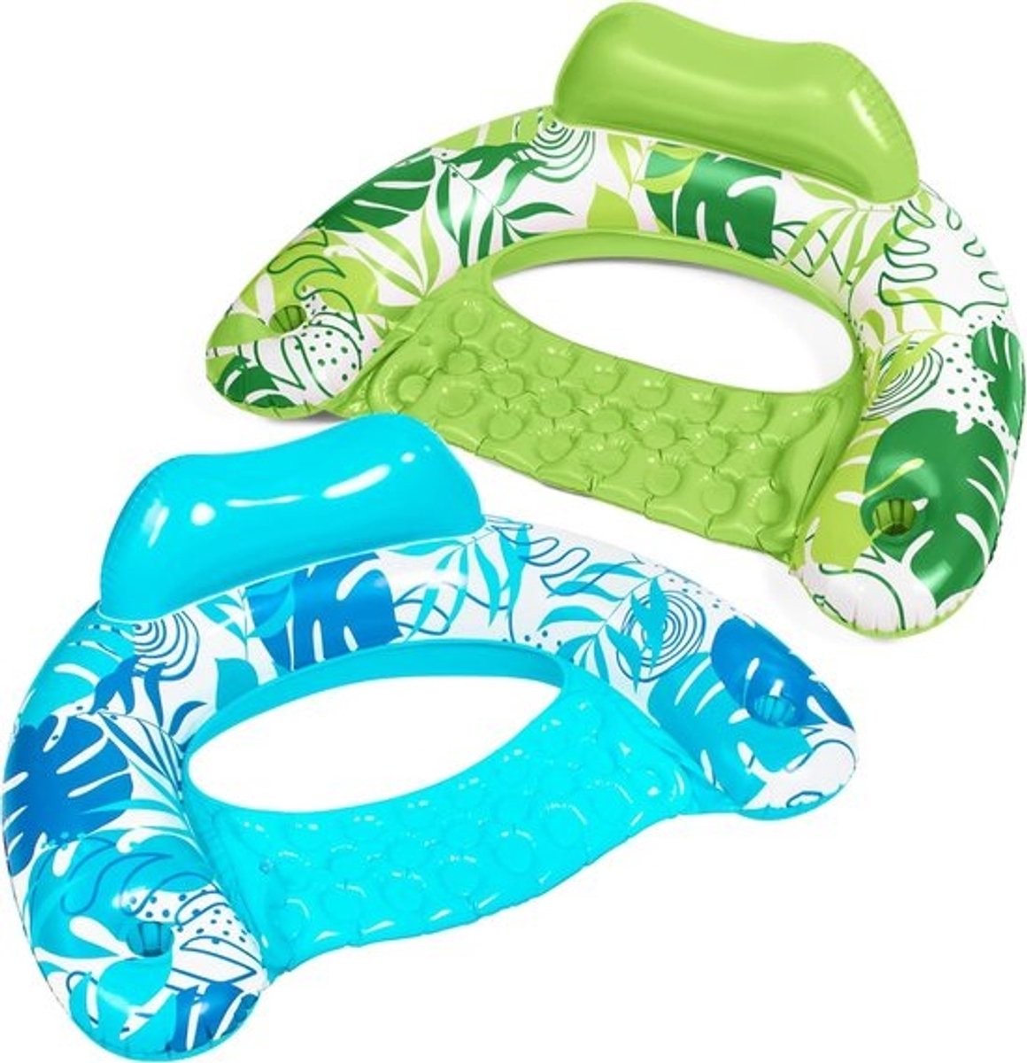 Opblaasbare Zwembadstoelen voor Volwassenen met Bekerhouders - Set van 2 voor Perfecte Zomer Ontspanning