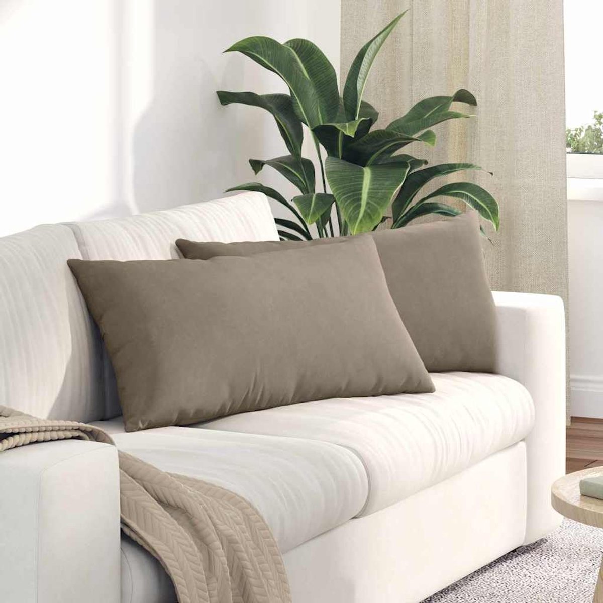 2 stuks, taupe, 80 x 40 cm, stof met ritssluiting en polyestervulling, modern, elegant sierkussen voor woonkamer, slaapkamer of thuiskantoor, onderhoudsvriendelijk