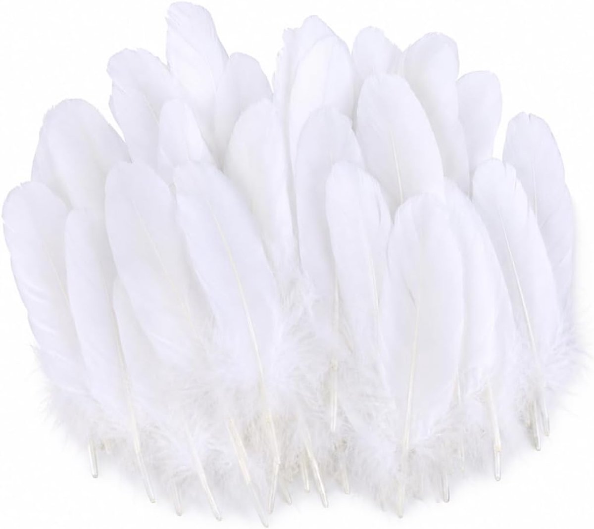 100 witte knutselveren, groot, 10-17 cm, voor bruiloft, feest, dromenvanger en knutselbenodigdheden (wit)
