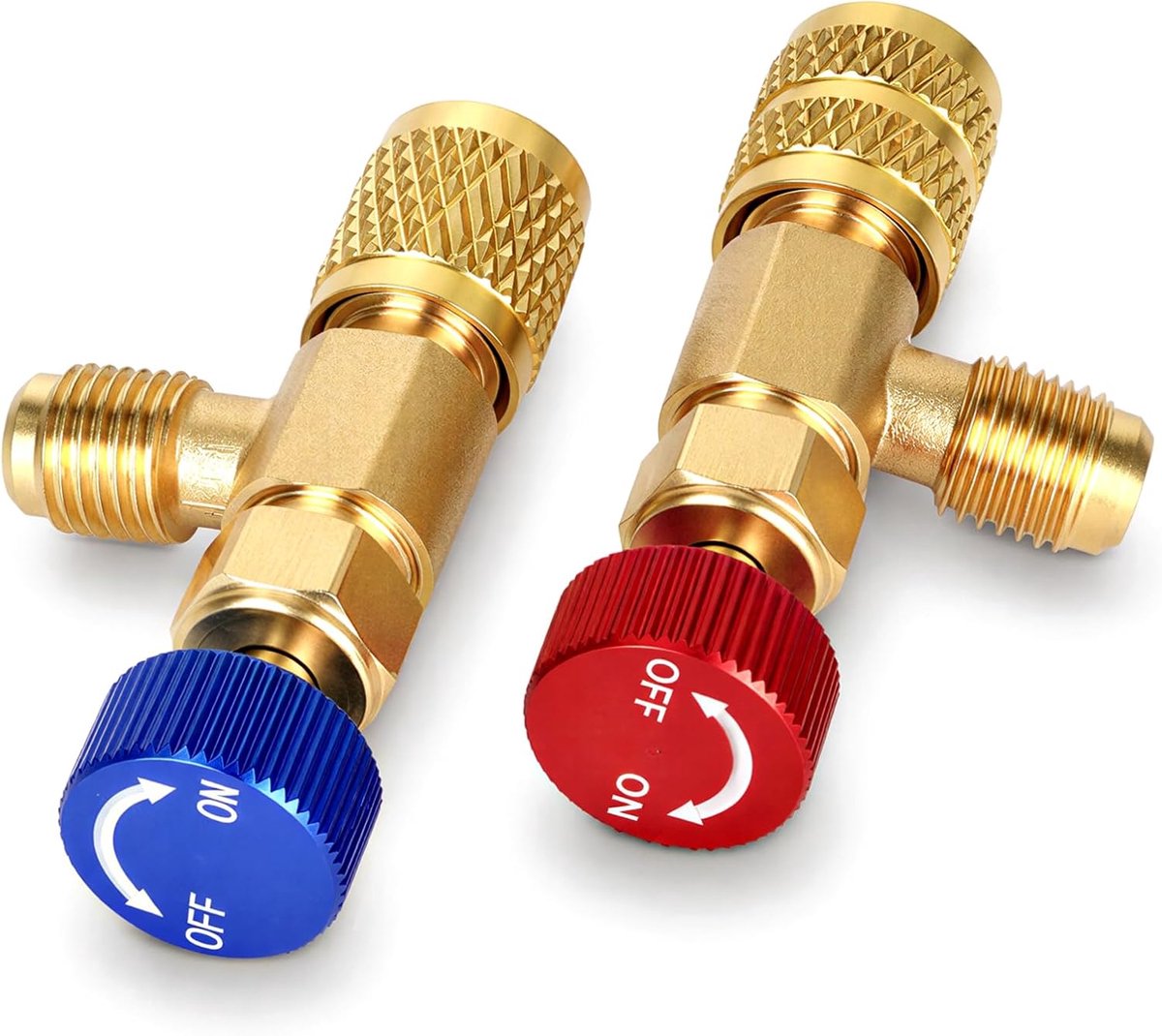 2 stuks koelmiddelvulventiel airconditioning adapter messing ventiel vloeistof veiligheidsventiel koelmiddelventiel, veiligheidsadapter stroomregelventiel R410 R22 aansluiting