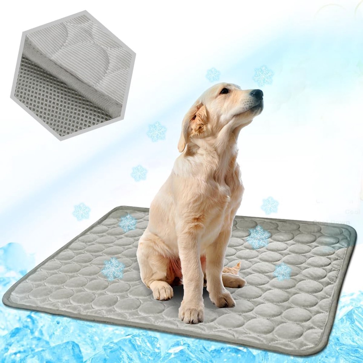 Koelmat voor honden en katten, zelfkoelende hondenmat, zelfkoelende hondenmat, koeldeken voor honden, katten, koelkussen voor huisdieren, verkoelende hondendeken voor binnen, buiten en auto(70x55 cm)