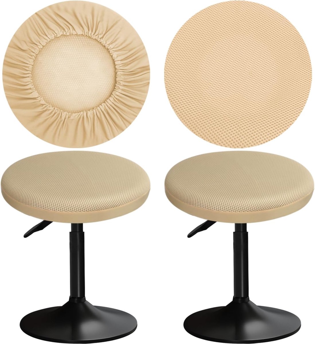 Krukhoezen Rekbaar 12-16 Inch/30-40 cm Ronde Barkrukhoes van Ademend Gaas, Goede Bescherming en Perfecte Pasvorm, Eenvoudig te Reinigen (2, Beige)