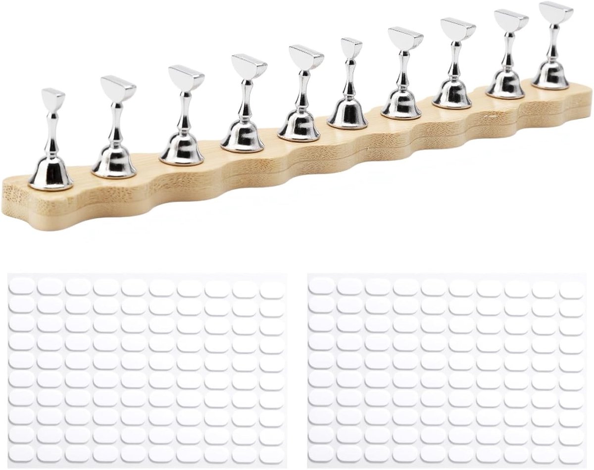 Magnetische Nagelstandaard met 10 Nageltips en 200 Hechtingskits voor DIY Acrylnagels, Creatieve Nagelkunst en Magnetische Tips