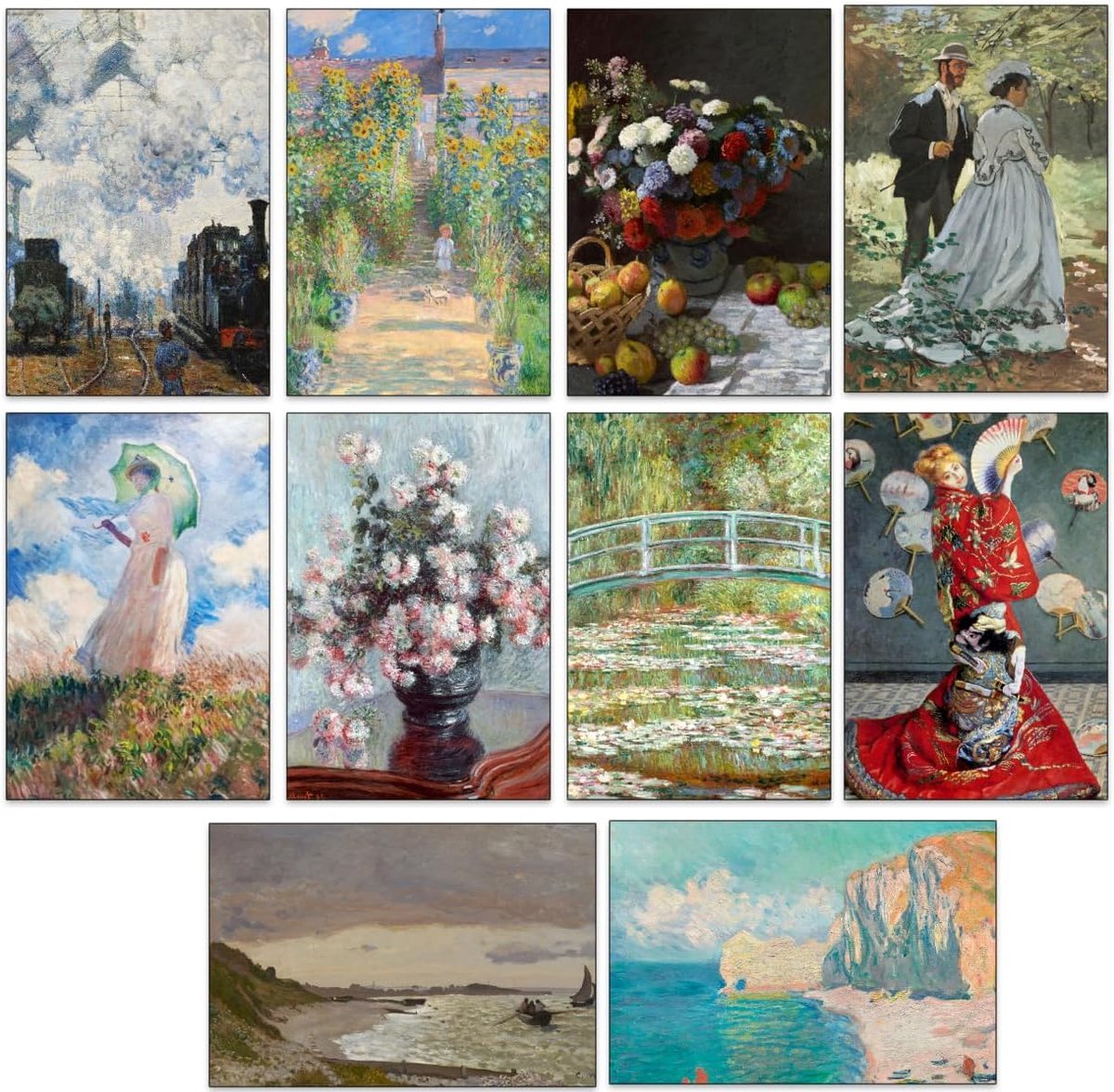 40 kunstdrukkaarten in verschillende stijlen van verschillende beroemde kunstenaars (Claude Monet)