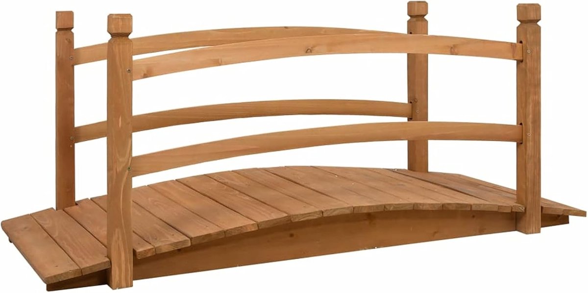 Tuinbrug, waterdicht, houten brug, vijverbrug, sierbrug, decoratieve brug met beschermleuningen, dennenhouten meubels voor achtertuin en tuin, boerderij, 140 x 60 x 60 cm, massief hout, spar,