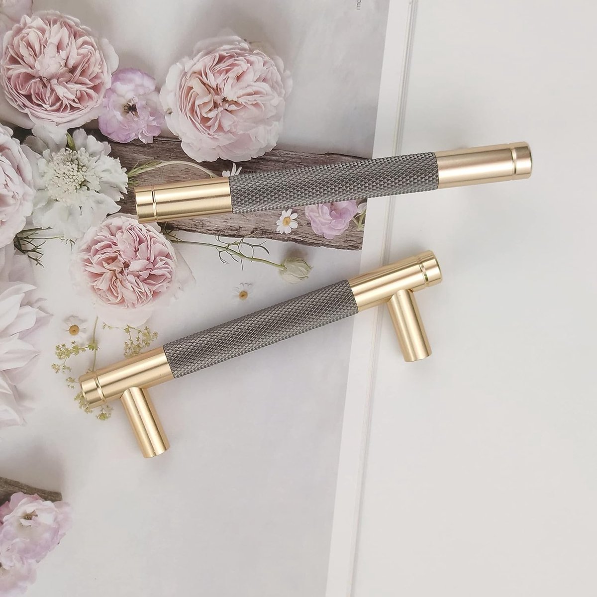 2 Stuks Kastgrepen Goud Moderne Handgrepen,96mm Gatafstand Deurgrepen Keuken Ladegrepen,Vintage Meubelgrepen Voor Keukenkasten,Commode,Garderobe(Gouden Grijs)