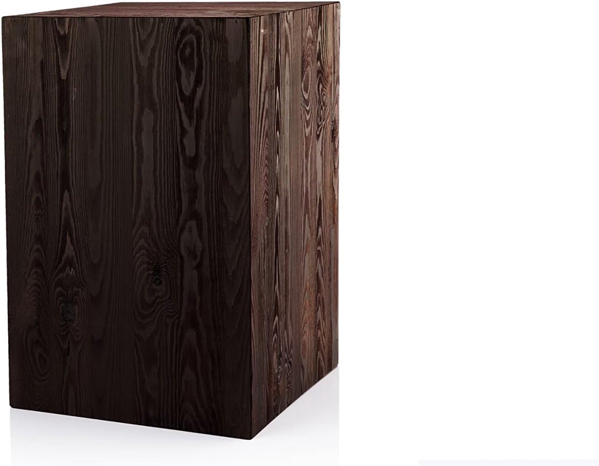 Zuil, Rustieke decoratieve zuil, Boomstamdecoratie, Vloerlantaarnstandaard, Houten plantenstandaard, Stevig en duurzaam, Zwart, 60x40x40 cm
