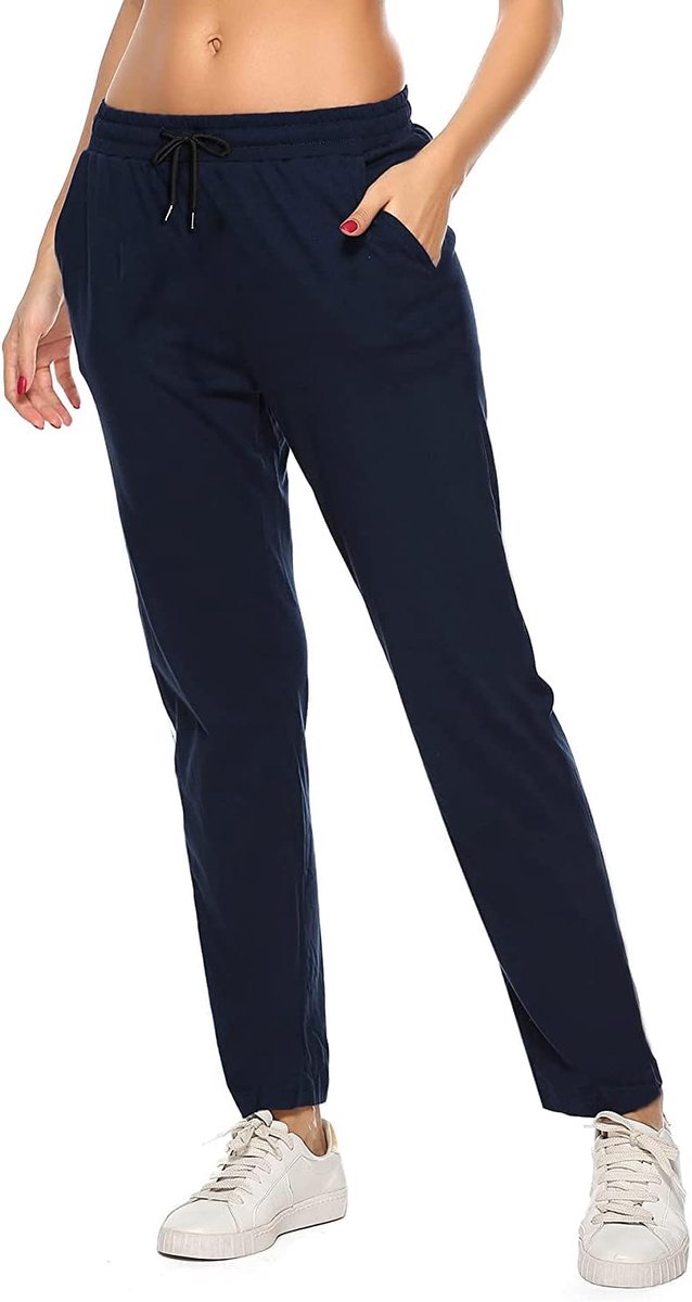 Broek voor dames, katoen, sportbroek, joggers, elastisch, voor joggen, fitness, sport, yoga, hardlopen, training, lange broek voor zomer en winter