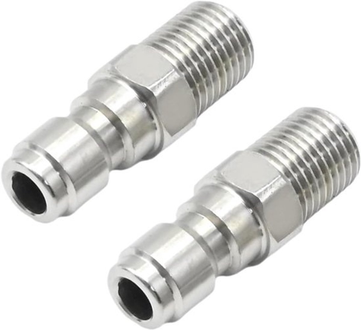 2 stuks 1/4 inch BSP mannelijke hogedrukreinigeradapter - Quick Connect - RVS - tot 5000 PSI