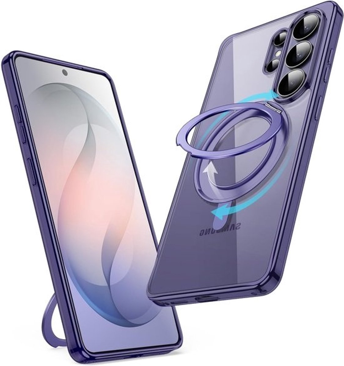 360 graden draaibare ringcase voor Samsung Galaxy S26 Ultra - Geschikt voor MagSafe en schokbestendig - Kickstand en ringhouder in Egron paars