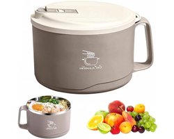RVS-ramenkom voor instantnoodles, soep en pasta - Set met deksel (C-1100ml)