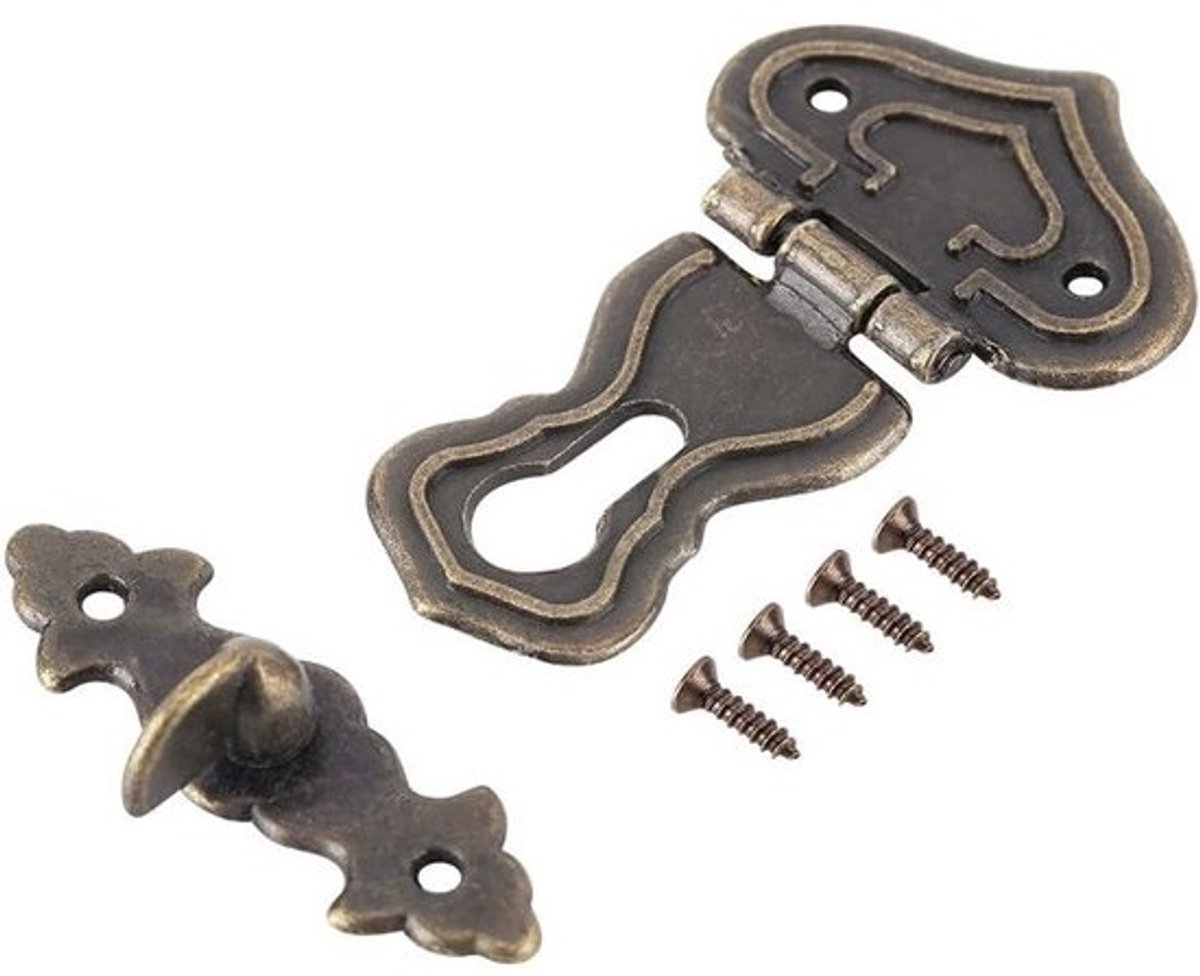 Antieke stijl bronzen sloten voor meubels - 10 stuks, 63 x 48 mm - Voor sieradenboxen, koffers en kasten