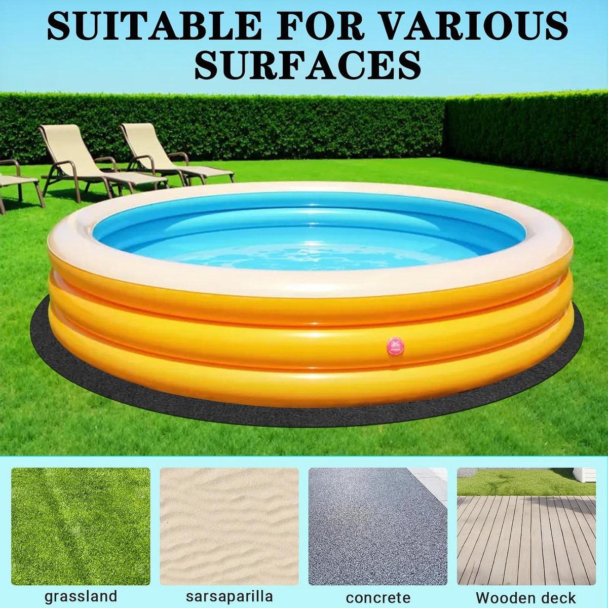 Zwembadonderlegger voor buiten, zwembadbeschermingsmat rond, zwembadonderlegger voor outdoor whirlpools, zwembad, vloerfolie (4,6 m)