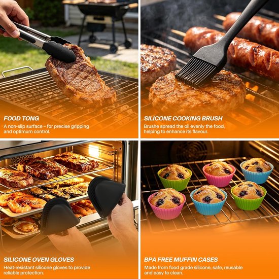 304 roestvrijstalen airfryer-inlegbakken (20 x 15 x 8 cm), set van 15 stuks airfryer-accessoires voor Ninja Double Zone AF400/451/300EU met dubbele mand, vaatwasmachinebestendige — afbeelding 4