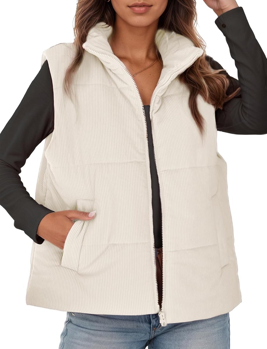 Winter corduroy vest lichte opstaande kraag mouwloos corduroy jack elegant middellang warm vest casual effen rits winddicht winterjas met zakken