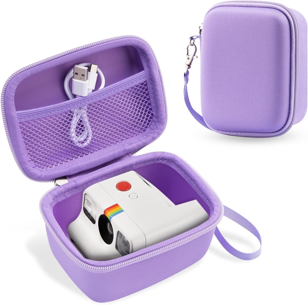 Compatibel met Polaroid Go-camera, harde EVA-draaghoes voor Polaroid GO, schokbestendige opslag, zwart, lila, 14*10*8 cm