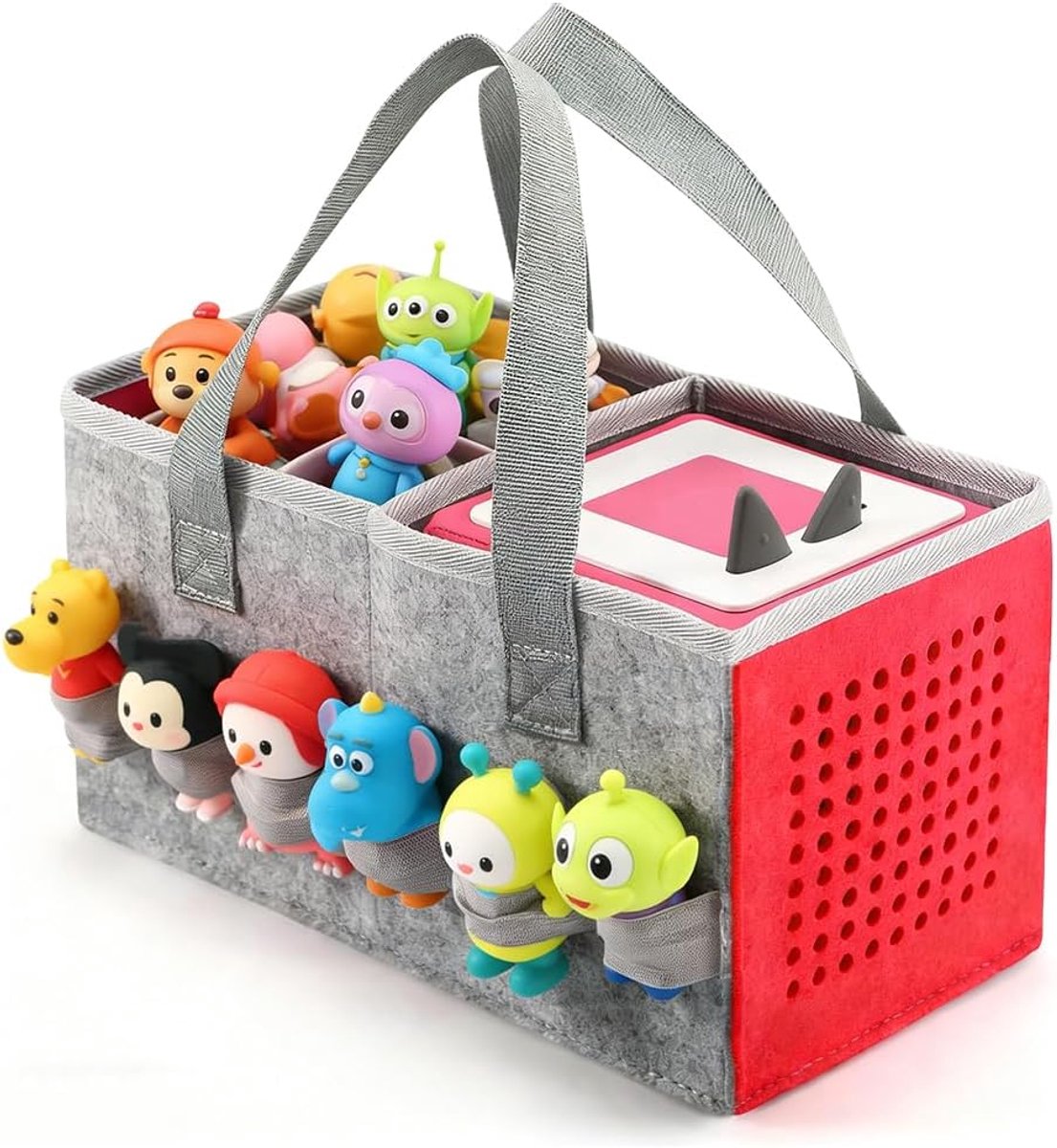 Tas voor Toniebox Tonie, opbergtas voor Tonie Box figuur en Toniebox starterset, draagtas met handvat (rood)