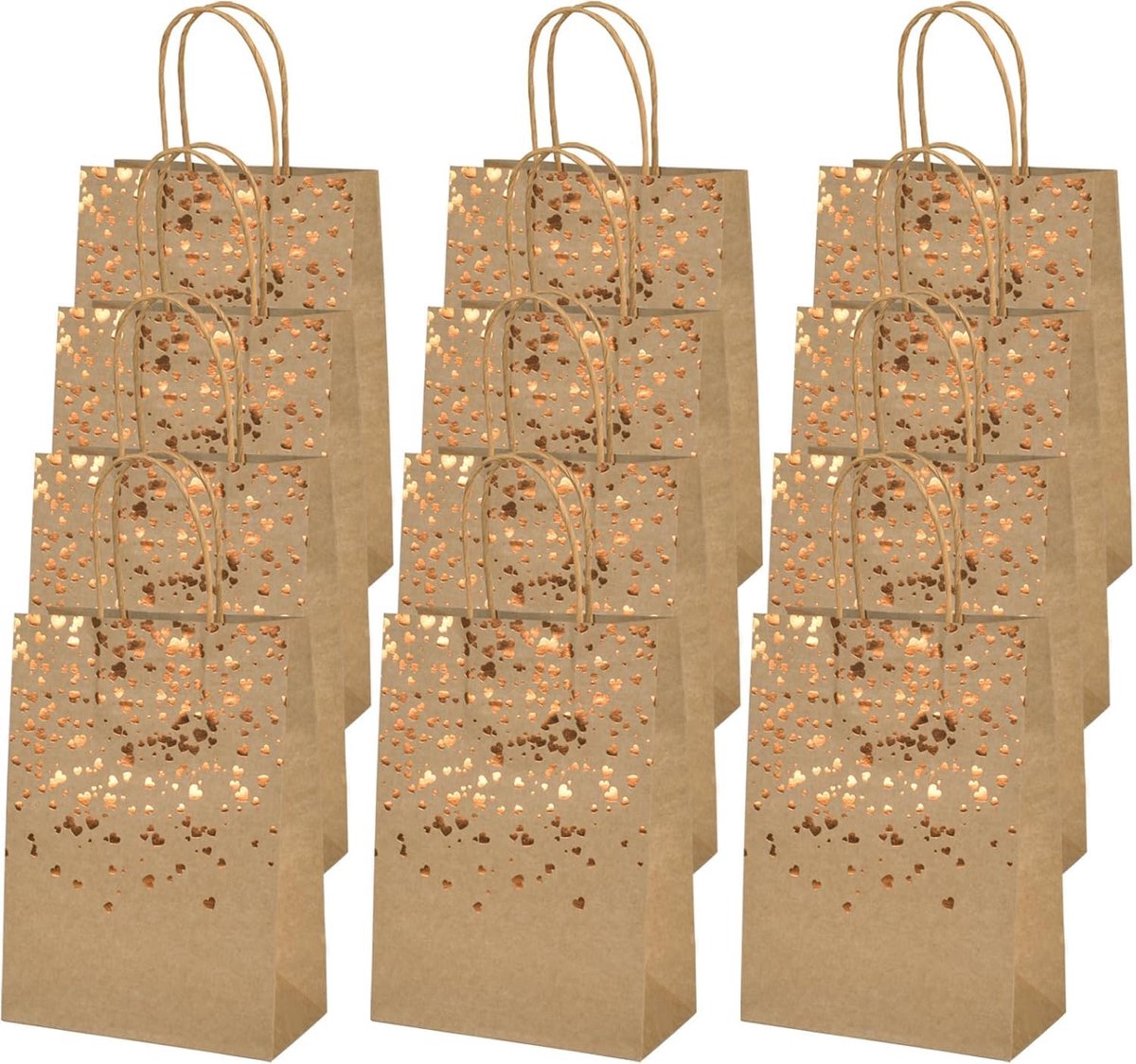 12 Cadeauzakjes van Kraftpapier met Handvat, Cadeauzakjes voor Feestjes, Verjaardagen, Bruiloften en Kerstmis
