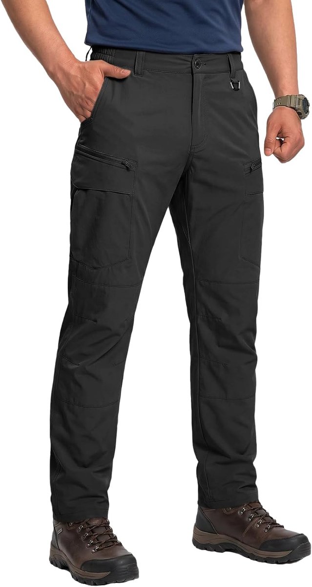 Outdoorbroek voor heren, waterdicht, wandelbroek, ademend, lichte trekkingbroek met meerdere zakken, ritssluiting, functionele broek, sneldrogende cargobroek