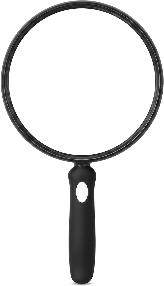 Loep met 5,12 inch lens, ergonomische handloep voor senioren, onbreekbare leesloep voor boeken, kranten en kaarten, robuust vergrootglas (zwart, 25 x 13 x 2 cm)