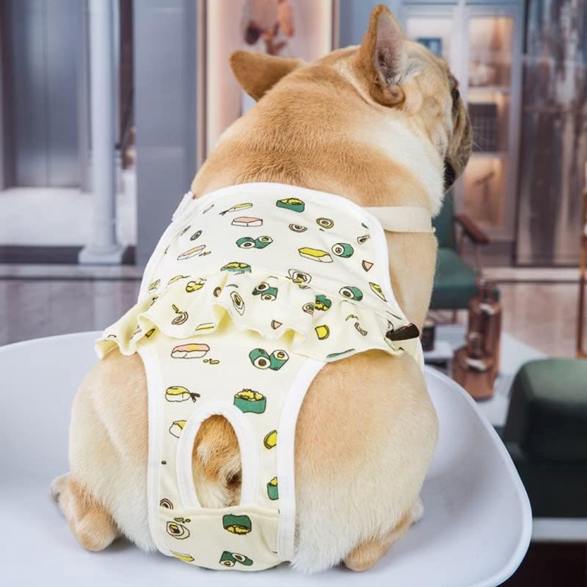 Hygiënebroekje voor honden, herbruikbare hygiënebroekje voor huisdieren, met verstelbare bandjes, huisdier-fysiologische broekluiers voor puppy's, Franse buldog, poedel (geel, S)