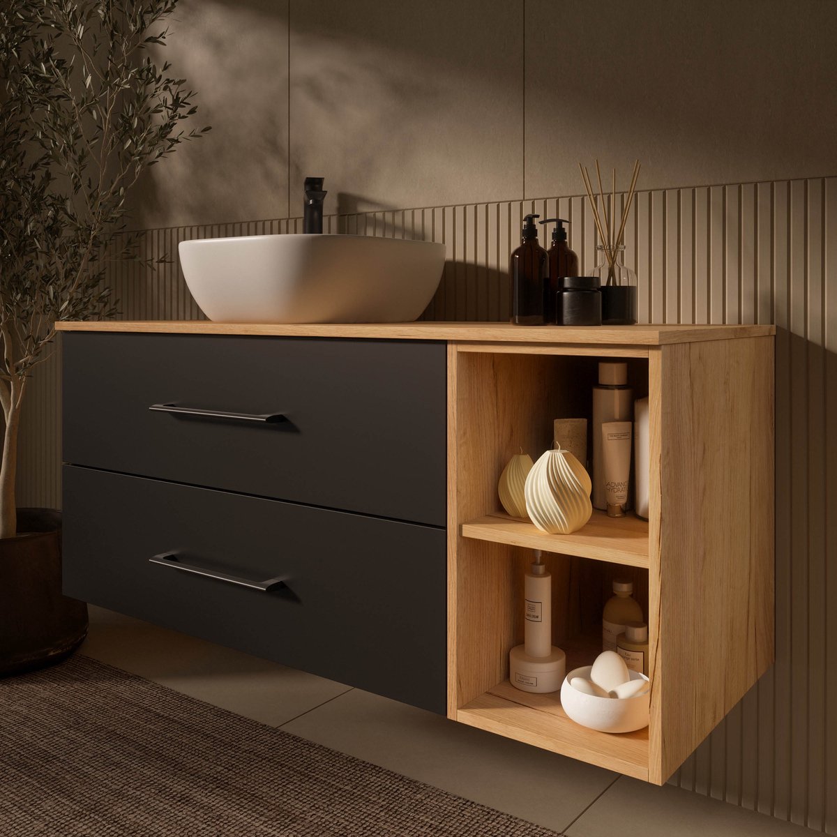 Planetmöbel LUX Wastafelmeubel 120 cm met Wastafel 42 cm Wit