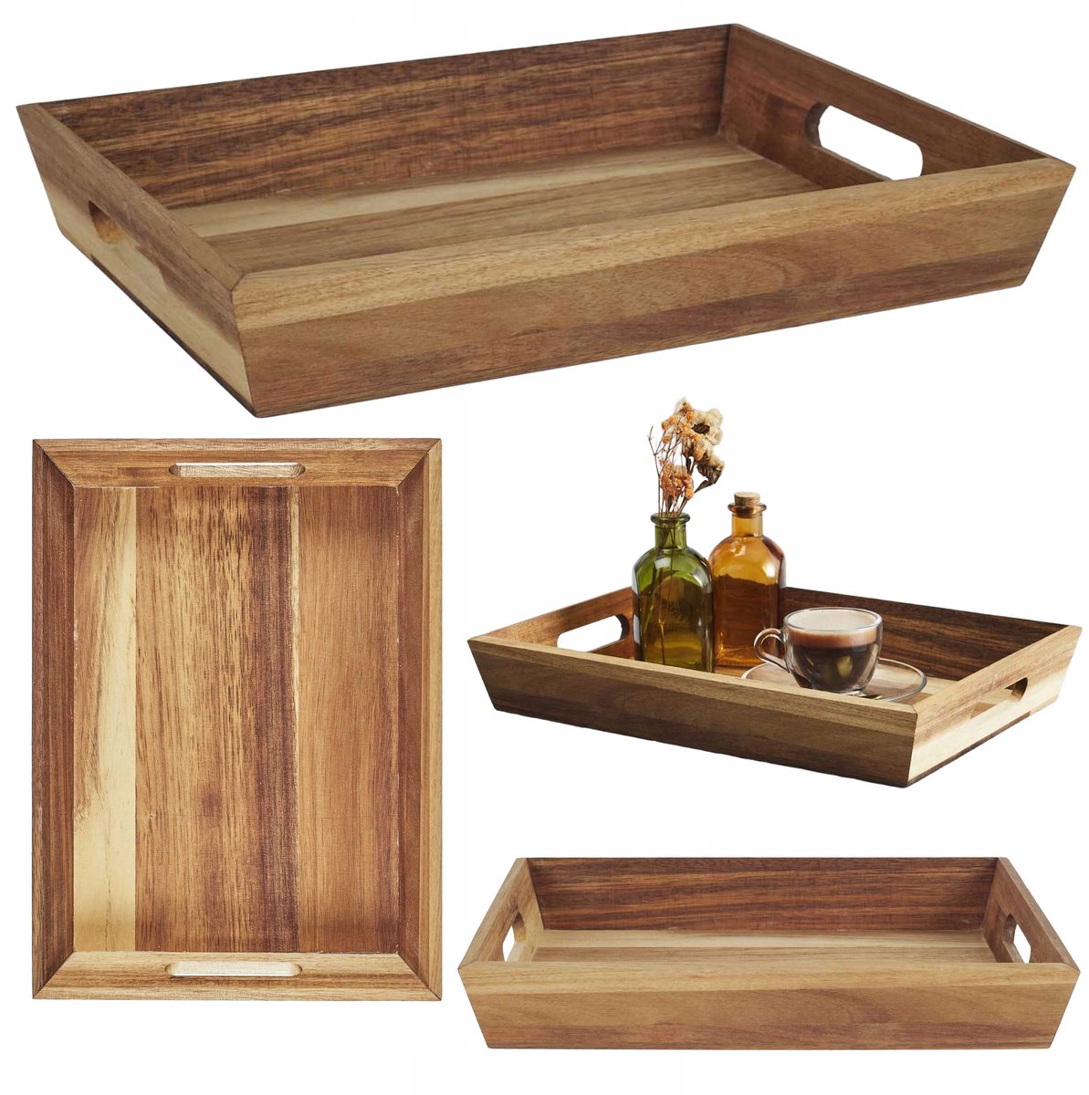 Rustieke Houten Serveerplank met Handvatten - Boho Stijl