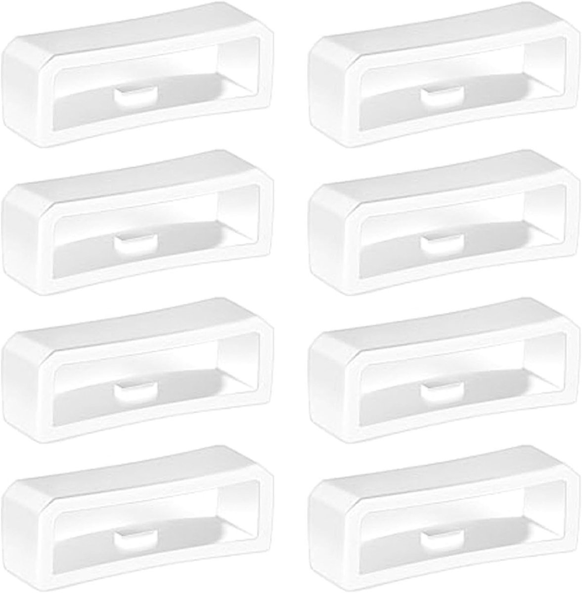 8 Stuks Silicone Horlogeband Lussen voor Vervangingen van Silicone Horlogebanden (Wit) - 22,5 x 5,5 x 8,8 mm, Duurzaam en Flexibel Accessoire