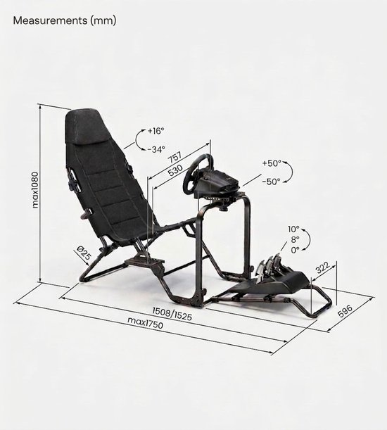 VDD Gaming - Opvouwbare sim-race cockpit - Sim-racer - Racecockpit - Opvouwbaar - Zwart van VDD Gaming — afbeelding 5