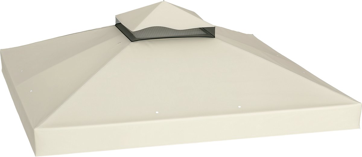 x 3 m partytentdoek - vervangend doek voor een partytent met twee verdiepingen - UPF30+ bescherming - afwateringsgaten - crèmekleurig